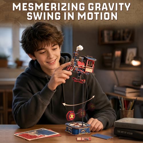 ROKR 3D Wooden Puzzle Power Express Gravity Swing Toys Wooden Model Kits DIY Dynamic Balance Home Decor（MCD07） - Image 5