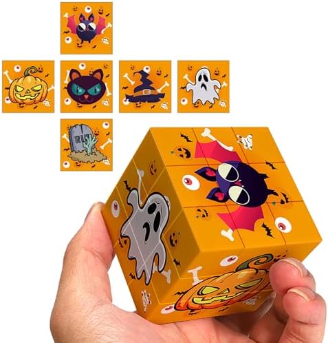 Halloween Speed Cube 3x3 Magic Cubes, Party Puzzle Game Toys, Educational Brain Teasers for Kids by XINGLETOYS