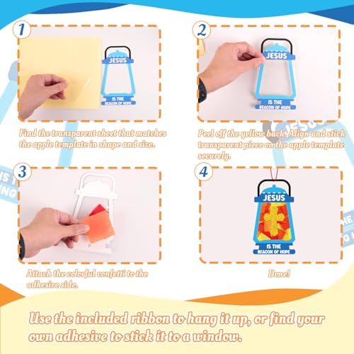 40PCS Sunday School VBS Crafts Bulk: Paper Cross Nativity Suncatchers, Jesus Religious Christian Classroom Camping Activity DIY Kits Gifts Church Decorations, Window Stained Glass Effect Art Supplies - Image 5
