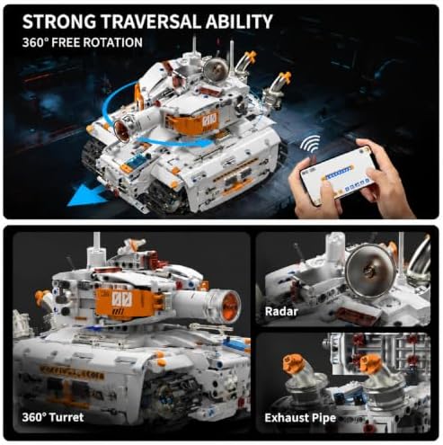 VANLINNY 2 in 1 Rc Tank & Excavator Building Block Set–1129 Pcs Programmable Mechanical Tank Toy with 360° Rotation, Functional Arm Excavator Toy with Bucket, STEM Science Kits for Boys Girls 8-14 ﻿ - Image 3