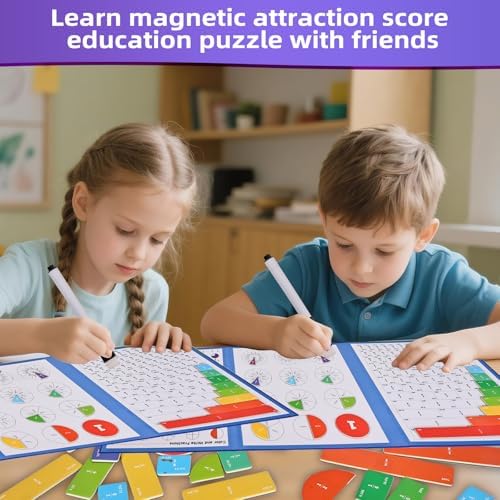 Magnetic Fraction Demonstration Book,Magnetic Fraction Tiles & Fraction Circles,Montessori Fraction Manipulatives Learning Games for Kids,Fraction Manipulatives for Elementary School (Fox) - Image 6