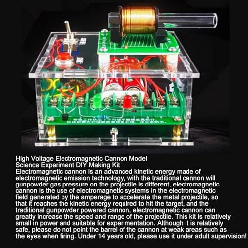 High Voltage Electromagnetic Cannon Spark Arc Generator DIY Kit Handheld Coil Toy Portable Mini with Acrylic Teaching 100V - Image 2