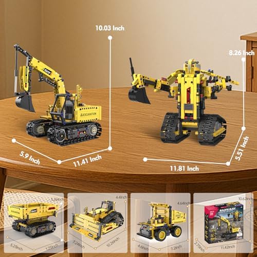 Resosese 5 in 1 Building Toys STEM Robotics Kits - Remote-Controlled Excavator Engineering Kit for Kids Age 6 7 8 9 10 11 12-14 with 555 Pieces，DIY Educational Science Kits Gift for Boys & Girls - Image 6