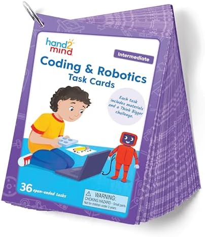 hand2mind Coding & Robotics Intermediate Task Cards, Coding for Kids 8-12, Computer Programming & Technology Toys for Kids, STEM Projects, STEM Activities for Classroom, Science Classroom Supplies by hand2mind