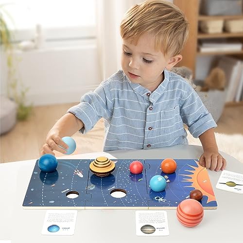 Wooden Solar System Puzzle for Kids Montessori Toys 3D Space Planets Models - Image 6