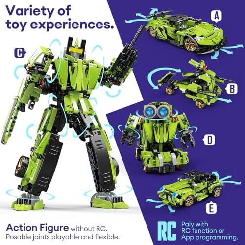 LECPOP 5-in-1 STEM Building Blocks Kit, RC Sports Car and Transform Robot - Image 3