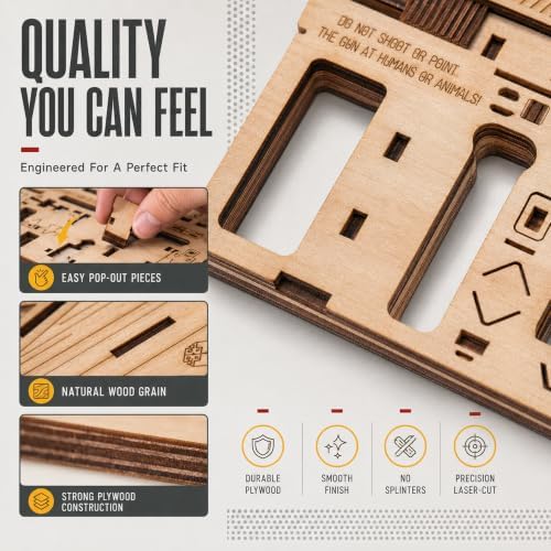 3D Wooden Puzzle Rubber Band Machine Gun Toy DIY Craft Kit, Wood Model Kit for Adults & Kids to Build, Brain Teaser Wooden Jigsaw Puzzles Mechanical Gift (Machine Gun) - Image 3