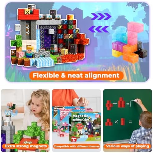 240 PCS Magnetic Blocks - Magnetic Building Block, Stacking Magnet Building Cubes for Kids, Magnetic Construction Toy for Boy Girl, STEM Montessori Sensory Toy Ages 3-12 Years Old Birthday Gift - Image 6