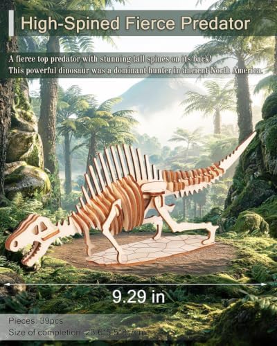 3D Wooden Dinosaur Puzzle, 4 Kits - Raptor, Pteranodon, STEM Toy 8-12 - Image 3