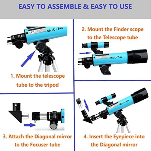 Lunar Telescope for Kids and Astronomy Beginners, Refractor Telescope with Finder Scope and 3 Eyepieces, Travel Telescope with Compact HD Binoculars for Moon Viewing Bird Watching Sightseeing - Image 4
