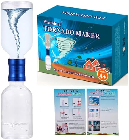 Tornado Maker, Weather Toys, Ultra-Light Aluminum Connecting Tube, Including 2 Empty Bottles, Watertight Tornado Toy, Suitable for Kids' Science Experiments (Blue) by Waitahug