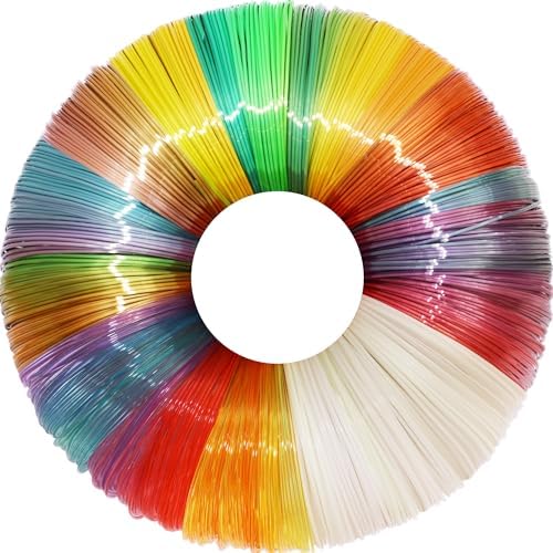 MIKA3D 5 Colors 3D Printing Pen Filament Refill, Each 10m, One Glowing in Dark PLA, One Clear Rainbow, 3 Different Color Silk Rainbow PLA, Total 50m 3D Printer Filament Sample Pack by MIKA3D