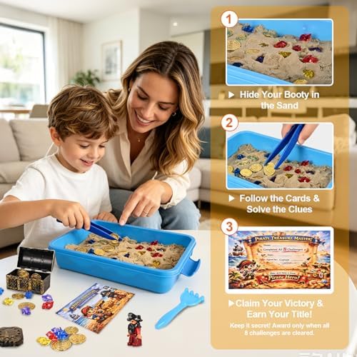 Pirate Treasure Chest Sensory Bin for Kids with Sensory Sand - Image 4