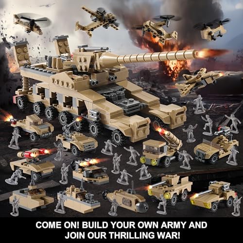 MISTBUY WW2 Army Tank Toys Building Sets, Create a German Dora Cannon or 16 Military Vehicles with 20 Toy Soldiers, STEM Toys for Boys Kids Age 6+ Year Old - Image 5