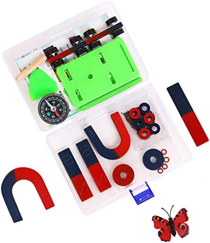 Labs Junior Science Magnetism Set for Experiment Education, Science Magnet Experiments for Kids Teen Including Bar/Horseshoe/Ring Magnets/Compass by AOAUTO