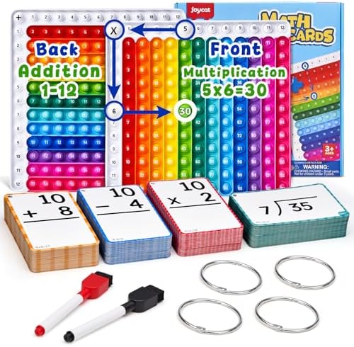 JoyCat 288 Math Flash Cards & Double-Sided Board, 4 Operations, Ages 4-8 by JOYCAT