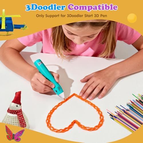 Upgraded 20cm Length 3D Pen PCL Filament Refills,Less Reloading,32 Colors 160 PCS,Low Temp Safe,Only Compatible with 3Doodler Start+ 3D Pen for Drawing & DIY Art Projects - Image 3