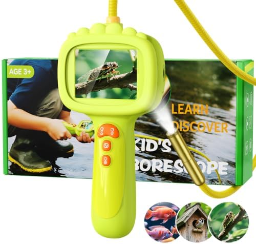 Borescope Camera with Light for Kids, Ashfly STEM Science Educational Toy for 3 4 5 6 7 8 Years Old Boys & Girls, 2.4" Screen Snake Scope Camera for Birthday Outdoor Camping Nature Exploration-Green by Ashfly