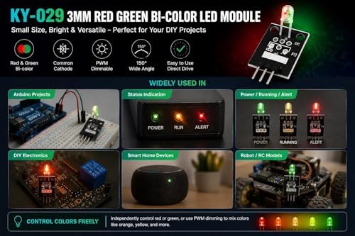 5 Pcs KY-029 3mm Two Color Red and Green LED Common Cathode Module Kit - Image 5