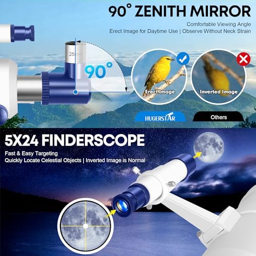 Telescope for Adults High Powered, 90mm Aperture 550mm Portable Refractor Telescope for Kids & Astronomy Beginners, Professional Telescopes with Tripod, Phone Adapter, Moon Filter, Carry Bag - Image 4