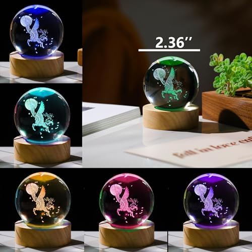 3D Unicorn Gifts for Women - Crystals Ball 60mm Figurines Decor Glass Animals Figurine Unicorn Stuff for Room Birthday Keepsake Paperweight - Image 3