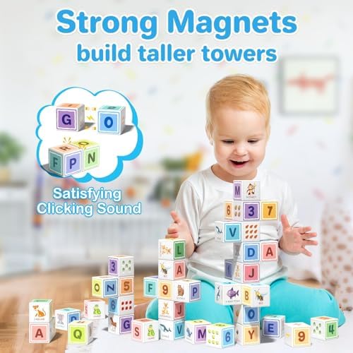 Magnetic Blocks for Kids Ages 3+, 3D Alphabet & STEM Building Cubes - Image 3