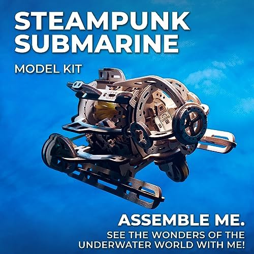 UGEARS 3D Wooden Puzzles for Adults - Steampunk Submarine Wooden Model Kit – Mechanical Puzzle Model Building Kits - DIY Kits for Adults for Maritime Enthusiasts Gifts for Puzzle Lovers - 200 Pcs - Image 4