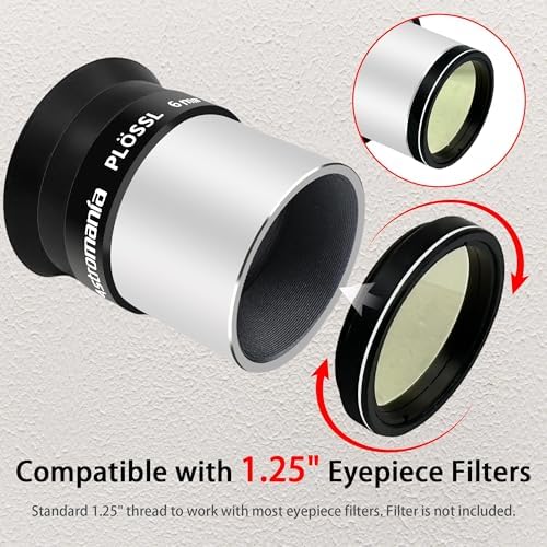 Astromania 1.25Inch Metal Collimating Cheshire Eyepiece Without Laser for Newtonian Reflector Telescope - Short Version - Bundle with - 1.25" 6mm Plossl Telescope Eyepiece - Image 4