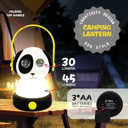 Outdoor Kids Camping Lanterns & Headlamp Set, Battery Powered Night Light, Lightweight LED Equipment, Birthday Christmas Gift (Dog Set) - Image 3