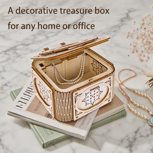 3D Wooden Puzzles for Adults, Mystery Jewelry Box with Music, DIY Wood Crafts/Hobbies Desk Decor, Mechanical Model Kit to Build, Gift for Teens Girls Women Man on Birthday/Christmas (Jewelry Box) - Image 6