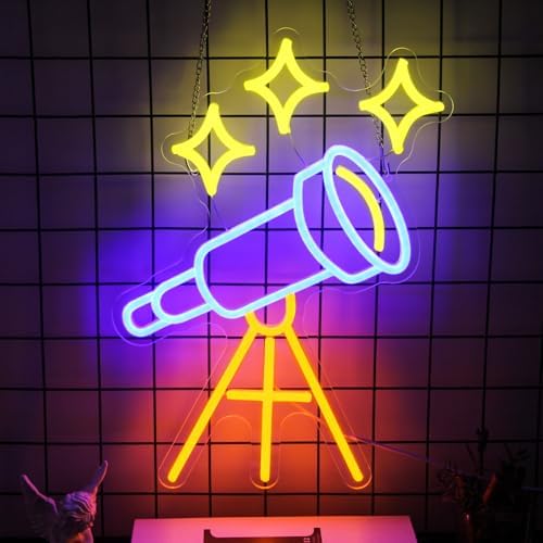 Telescope Neon Sign Stars LED Light for Bedroom Man Cave Game Room Decor by CKTBLEY