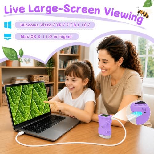 SEEKID Microscope for Kids 200-1000X, STEM Toy Science Kit for Kid(Purple) - Image 5