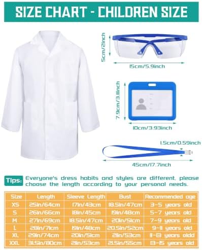 Xtinmee 12 Sets Kids Lab Coat Science Kit Bulk, White, Small - Image 2