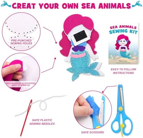 CiyvoLyeen Sea Animals Sewing Kit for Ages 8-12 Felt Sewing Craft 12Pcs - Image 5