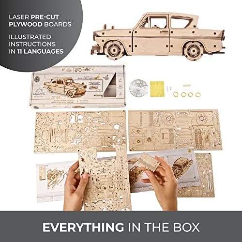 UGEARS Wooden 3D Puzzles for Adults - Flying Ford Anglia Harry Potter Puzzle 3D – Harry Potter Flying Car Building Kits for Adults DIY Model Kit with Spring Drive - Image 6