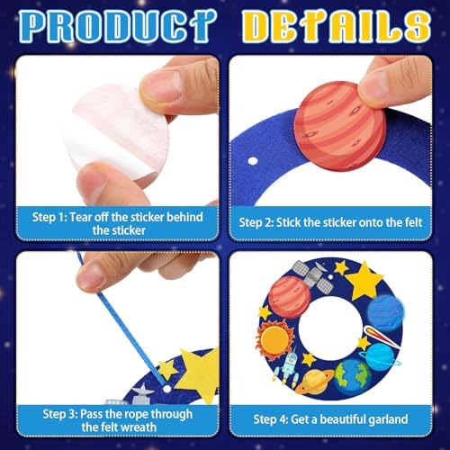 Sureio 264 Pcs Space Wreath Craft Kits DIY Space Hanging Ornament Decor - Image 5