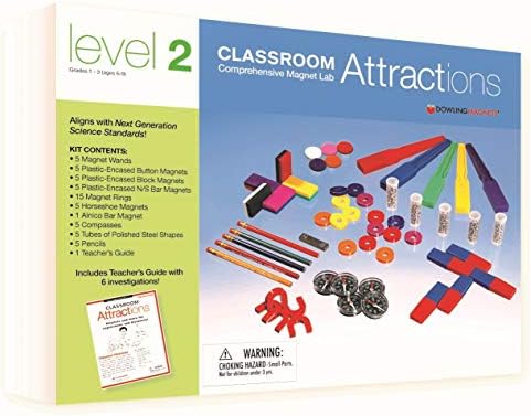 Dowling Magnets Classroom Attractions Comprehensive Magnet Lab: Level 2, Grades 1-3 (Ages 6-9). Classroom Magnets/Science Kit/STEM Kit/Kids Magnets for Classroom/Science Experiments. Item 731302. by DowlingMagnets