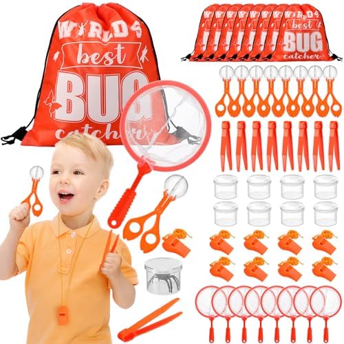 Silipull 48 Pcs Bug Catching Kit for Kid Bulk, Outdoor Explorer Kit, Orange by Silipull