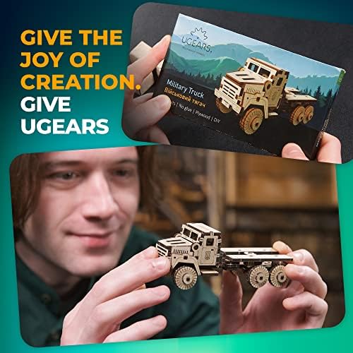 UGEARS Military Truck 3D Puzzle - Wooden Model Kit for Adults to Build - Mechanical Model Truck Car Making Kit - 3D Jigsaw Puzzle Wood Off-Road Car - DIY Brain Teaser Puzzle Construction Set - Image 2
