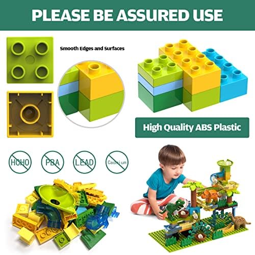 Dinosaur Marble Runs for Kids 4-8 Building Blocks/125Pcs Classic Big Blocks Compatible with LEGO DUPLOS for Age 3-5/Montessori Learning STEM Toys/Marble Maze Gift Toy for Kids Age 3,4,5,6,7,8+ - Image 4