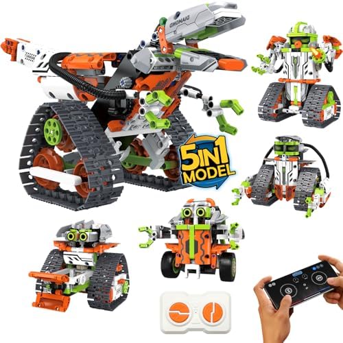 anysun 5 in 1 STEM Robot Building Kit, Dinosaur Building Toys for Kids Age 8-12, Remote & APP Controlled, Educational Robotics Science Toy for Boys Girls Christmas and Birthday - 539pcs by ANYSUN