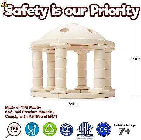 Taksa Toys Ancient Greek Dome Stem Toys Educational Stackable Building Blocks, for Kids Ages 7 8 9 10+ Years Old, Indoor Premium Architectural Kit Construction Games, Montessori Children Toys 54 Pcs - Image 5