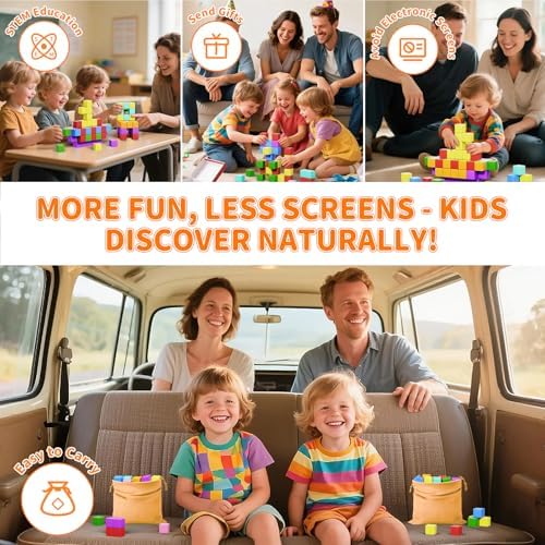 Magnetic Blocks Large, 56PCS 1.42in Magnetic Building Blocks for Kids Ages 4-8, STEM Sensory Travel Autism Montessori Toys for Toddlers, Learning Construction Magnetic Cubes for Birthday Gift - Image 4