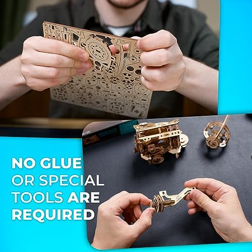 UGEARS 3D Wooden Puzzles for Adults - Steampunk Submarine Wooden Model Kit – Mechanical Puzzle Model Building Kits - DIY Kits for Adults for Maritime Enthusiasts Gifts for Puzzle Lovers - 200 Pcs - Image 5