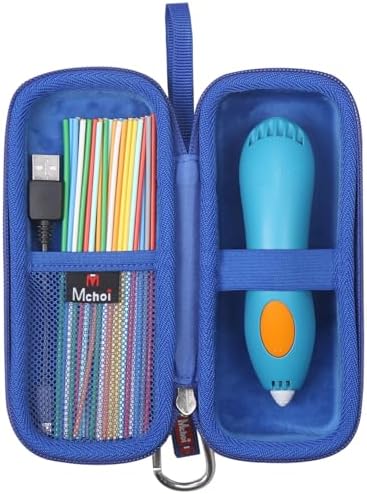 Mchoi 3Doodler Start+ Case, Hard Shell Travel Organizer for 3D Printing Pen Essentials, Shockproof EVA Pouch with Mesh Pocket & Wrist Strap, Case Only (Blue) - Image 2