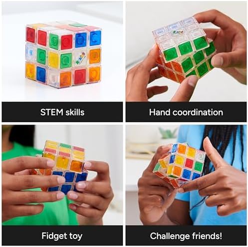 Rubik’s Cube, Crystal Cube, Transparent 3x3 Color-Matching Puzzle Game, Problem-Solving Brain Teaser, Classic Color-Matching Puzzle, Fidget Toy, Sensory Puzzle for Adults, Teens, Kids, Ages 8 & Up - Image 4