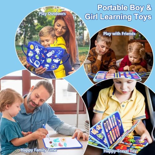 SaFeli Busy Board, Montessori Toys for Boys, Sensory Board Birthday Gifts - Educational Busy Book, Learning Toys, Preschool Learning Activities and Travel Toys for Airplane Car, Blue - Image 6