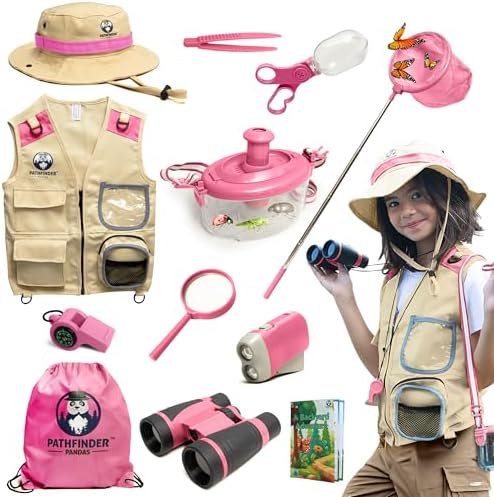 Kids Explorer Kit with Safari Vest & Hat for 7-12 Year Old Boys & Girls by PathfinderPandas