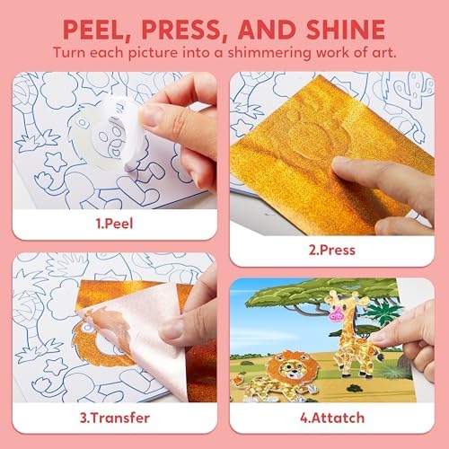Klever Kits Foil Art Kit for Kids - Arts & Crafts Supplies, Mess Free Coloring, Animal Foil Foam Stickers, Creative Travel Toys, Birthday Gifts for Boys & Girls Ages 4 and Up - Image 5