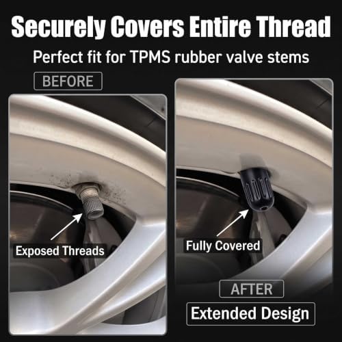 50PCS TPMS Tire Valve Long Stem Caps, Black Plastic Valve Caps Universal - Image 5